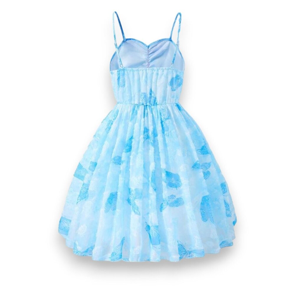 SHEIN Kids Elegant Textured Fabric Spaghetti Strap Vacation Style Dress With Coa - Picture 4 of 9